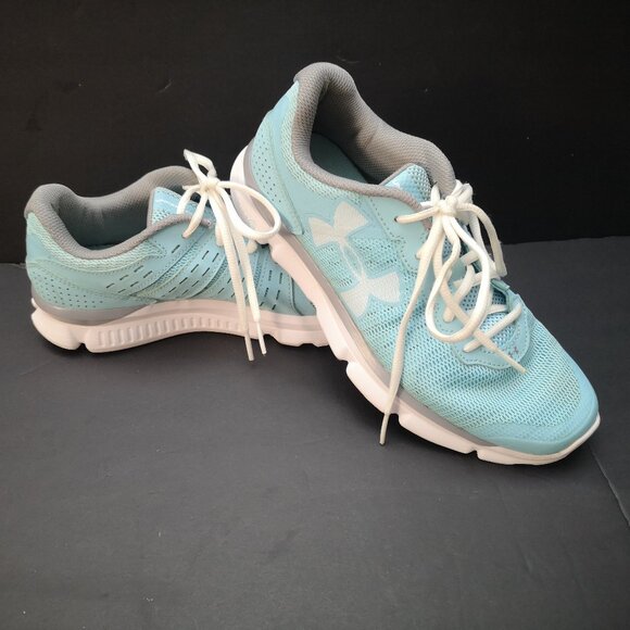 Under Armour Micro Ladies Size 7.5 Blue Lace Closure Sneakers - Picture 1 of 9